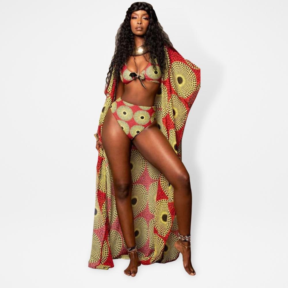 Bikini taille haute en pagne africain
