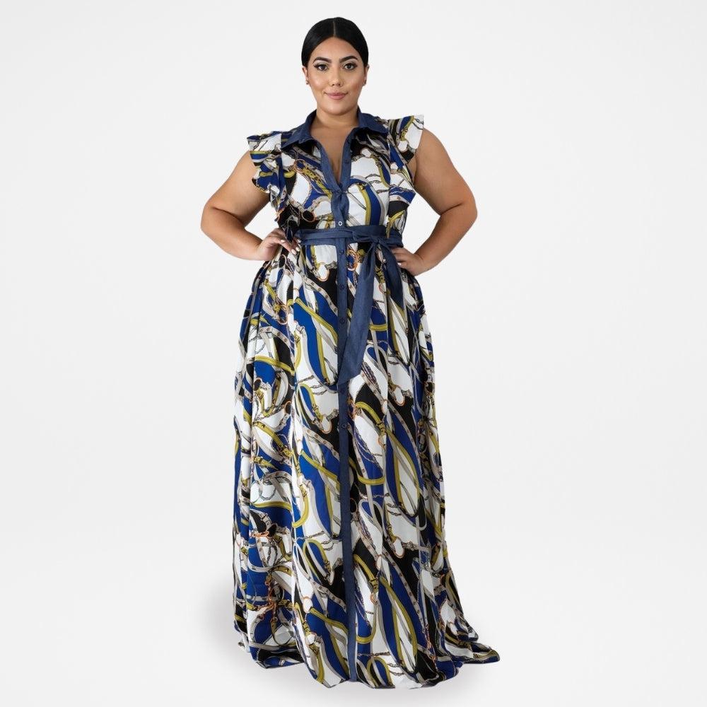 Robe Africaine Grande Taille bleue (Longue)