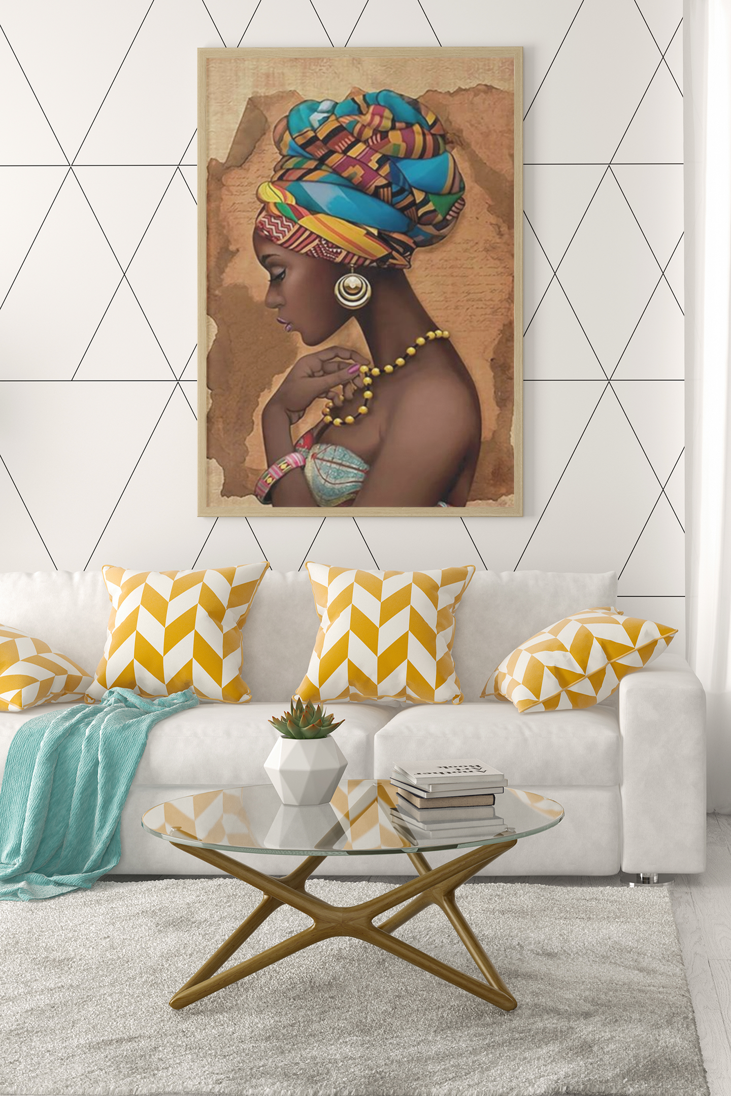 Tableau Africain Femme Traditionnelle de Profil mur