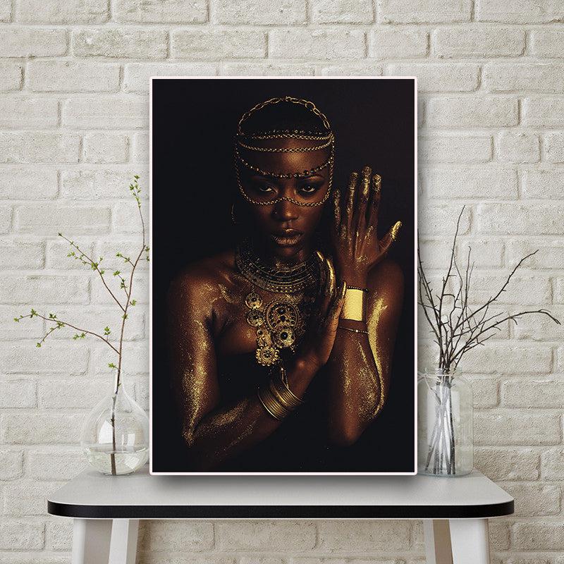 Tableau portrait femme noire bijoux
